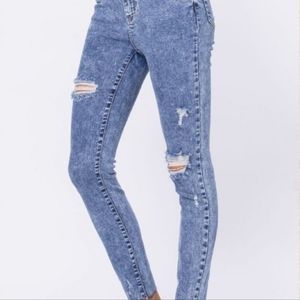 Judy Blue Acid Wash Destroyed Skinny Jeans